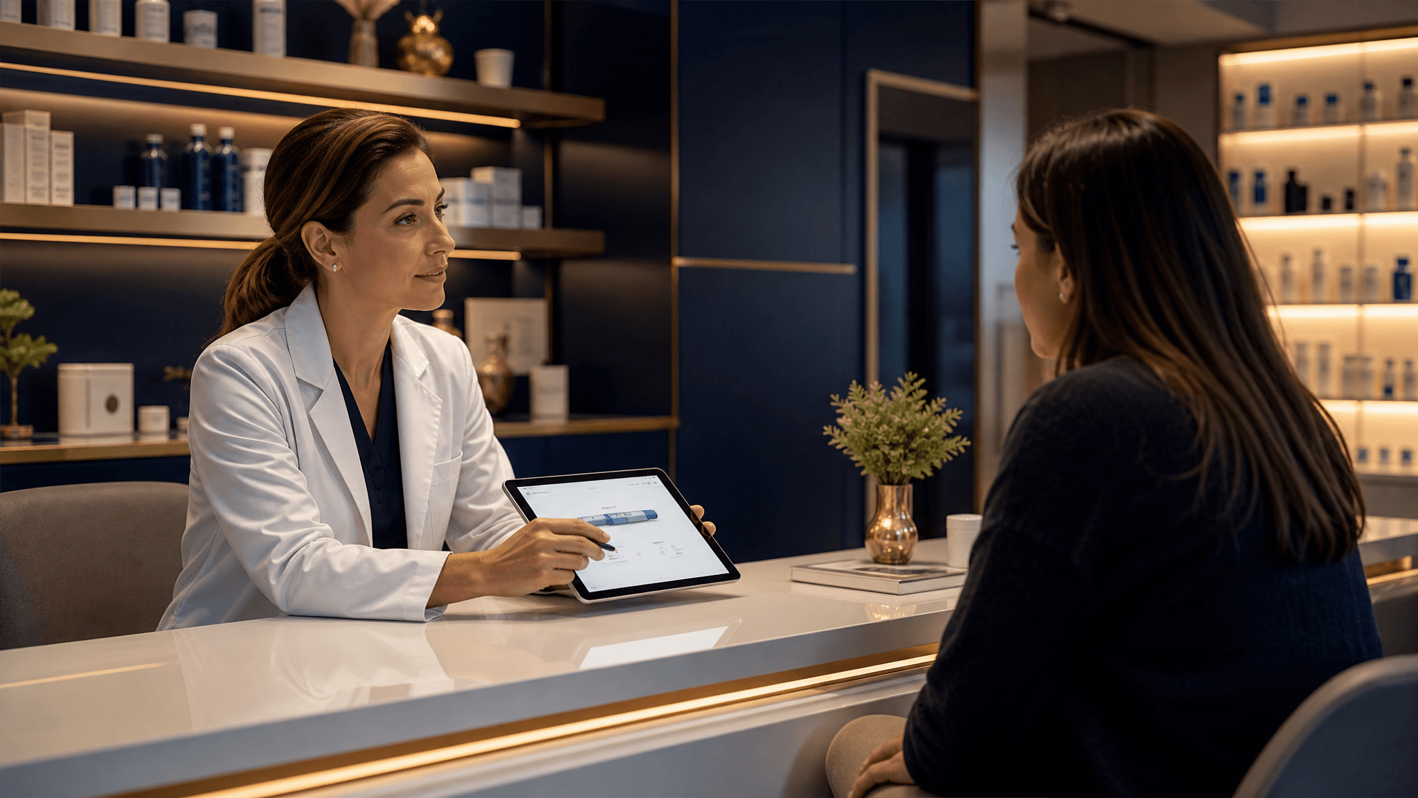 Medical provider discussing Ozempic treatment options with patient during clinic consultation